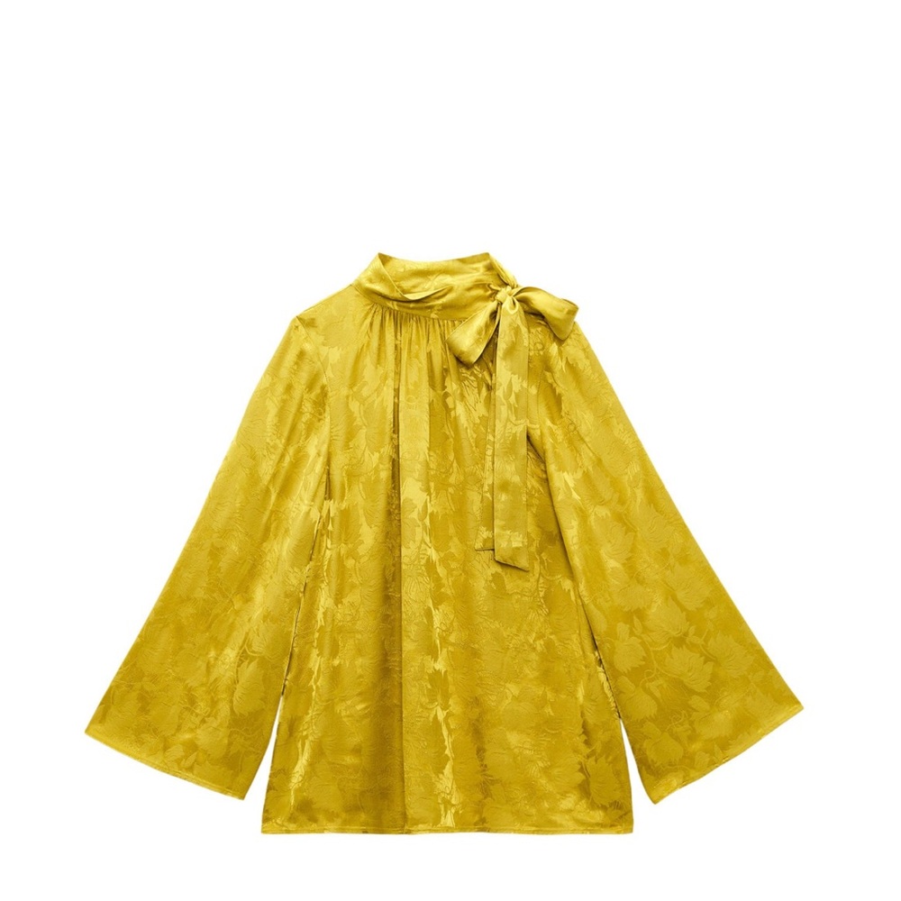 Zara Yellow Blouse with Bow Detail